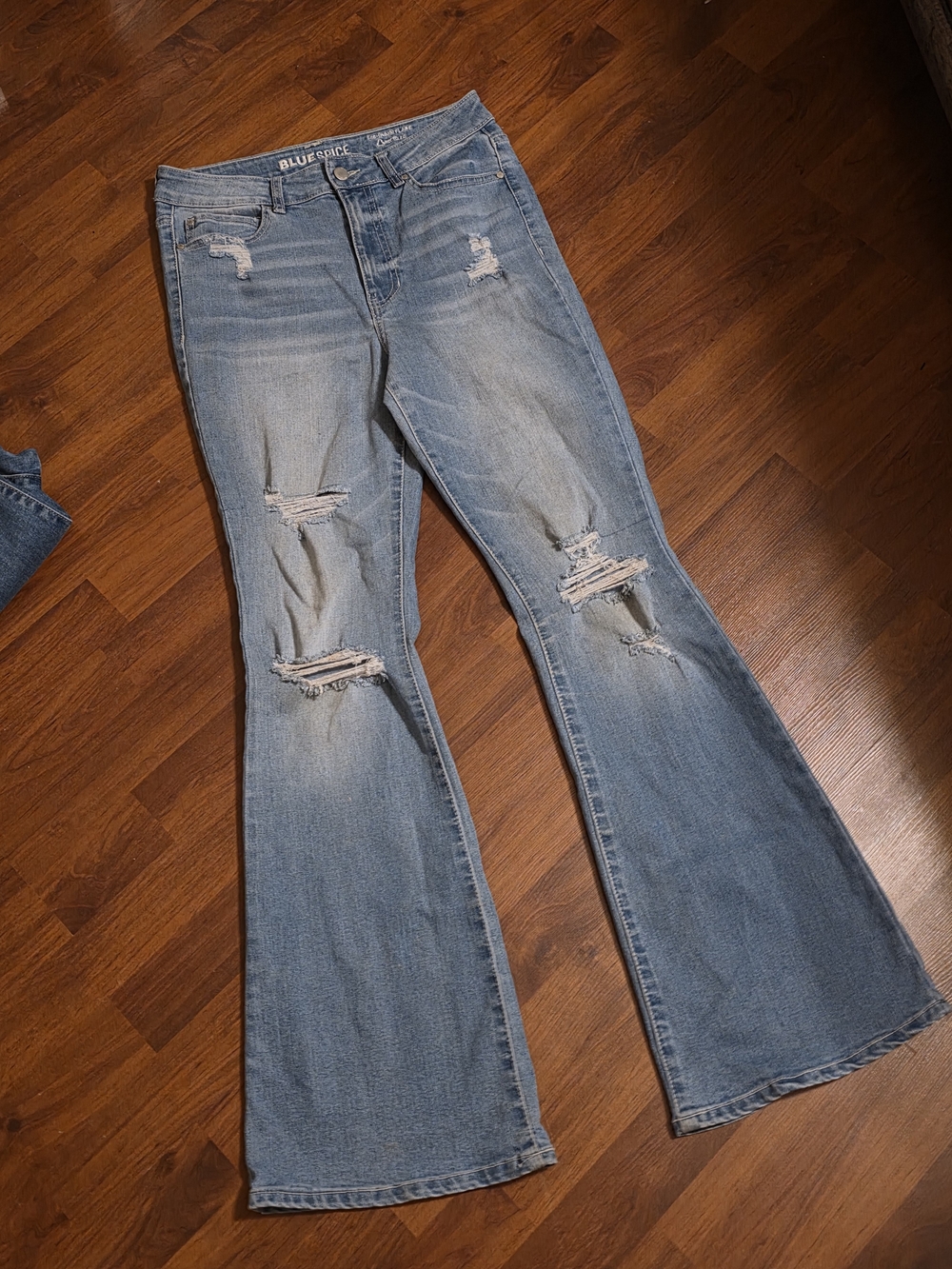 Blue Spice Light Blue Distressed Flare Jeans